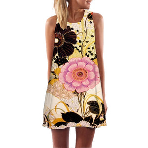 Rose Print Sleeveless Dress