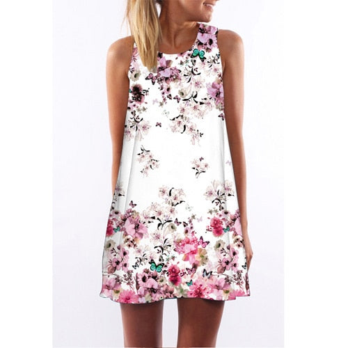 Rose Print Sleeveless Dress