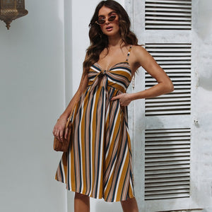 Beach wearing striped dress