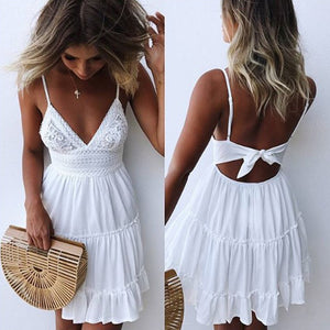 White Casual Mini Sundress